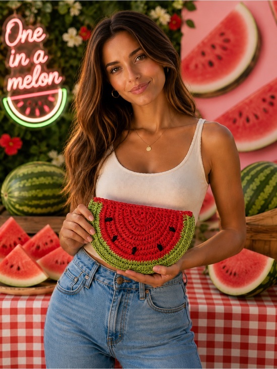 Handbags - Handmade Watermelon Crochet Clutch